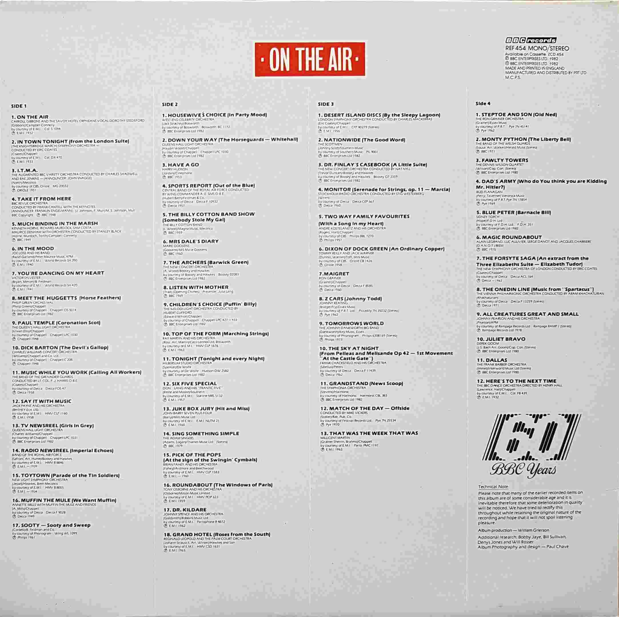 Picture of REF 454 On the air - 60 years of BBC themes by artist Various from the BBC records and Tapes library